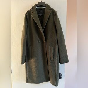 J. Crew Daphne Topcoat Dark Green Trench Coat Italian Boiled Wool (J4864)